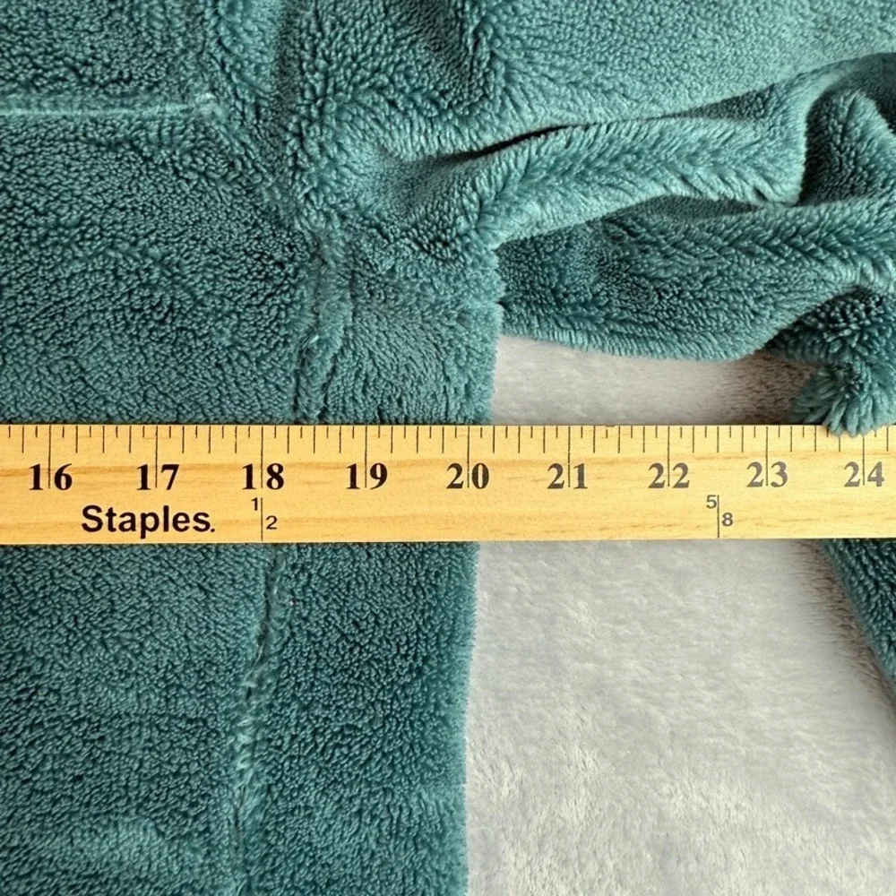 LL Bean Snap T Fleece Womens Small Green Sherpa Sweater Sweatshirt Pockets